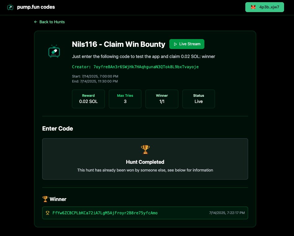 pumpfuncodes (@pumpfuncodes) on Twitter photo And there it is, the first real winner of a <a href="/pumpfuncodes/">pumpfuncodes</a>   codeword hunt. Dear anon FfYw6ZCBCPLbKCa72iA7LgM5AjFroyr2B8re75yfcAmo your reward can be claimed after the Hunt End Time has passed. One more hunt is running! And there it is, the first real winner of a <a href="/pumpfuncodes/">pumpfuncodes</a>   codeword hunt. Dear anon FfYw6ZCBCPLbKCa72iA7LgM5AjFroyr2B8re75yfcAmo your reward can be claimed after the Hunt End Time has passed. One more hunt is running!