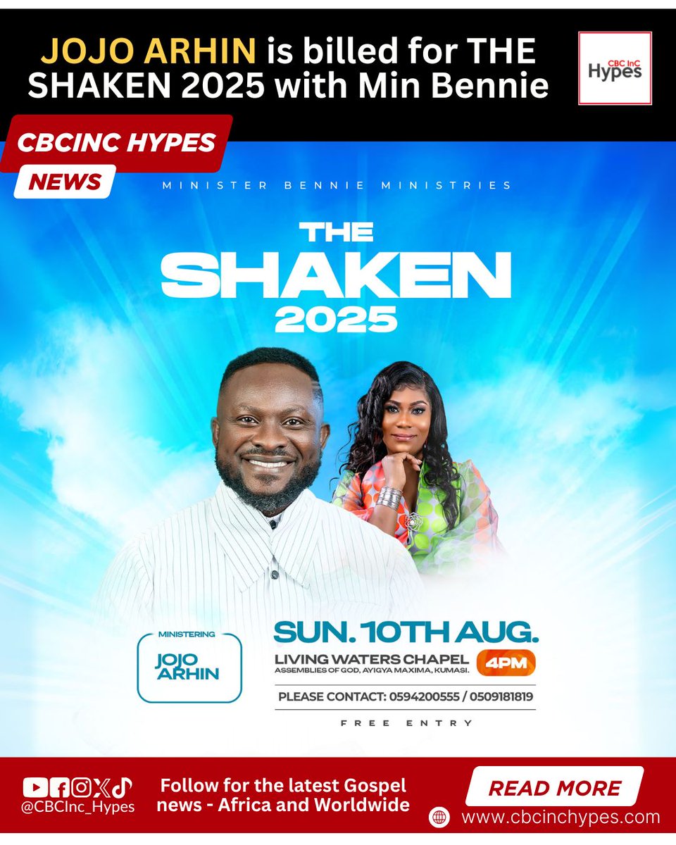 CBCInc_hypes's tweet image. @_jojoarhin will be at THE SHAKEN 2025 with Minister Bennie 

Save the date and see you there 

#CBCIncHypes 
#christianblog 
#gospelblog 
#Chelsea