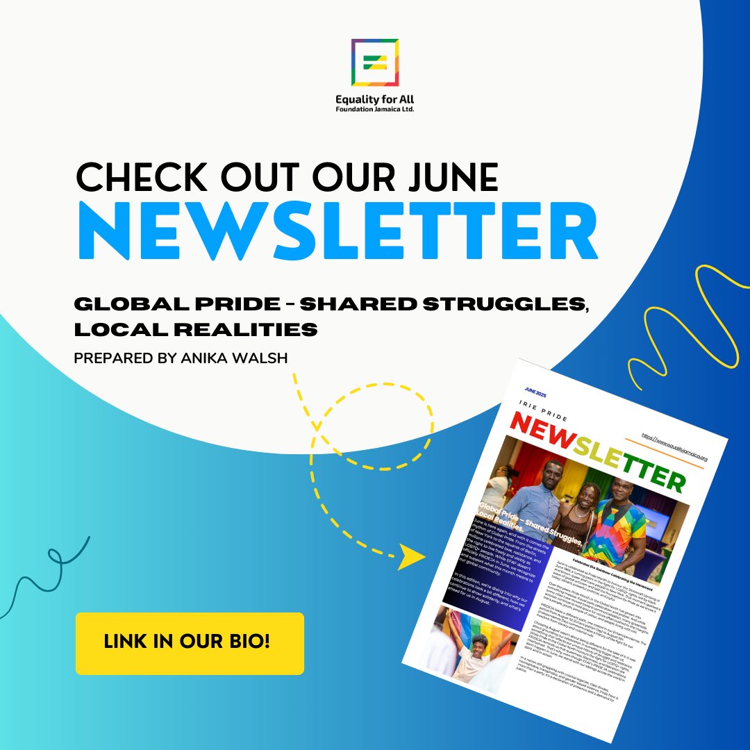 📣Our June Newsletter is here!🏳️‍🌈

June was a month of reflection, action, and solidarity. In our latest newsletter, we explore the powerful legacy of Global Pride: born from resistance and led by Black and brown queer and trans voices.

While Jamaica doesn’t celebrate Pride in