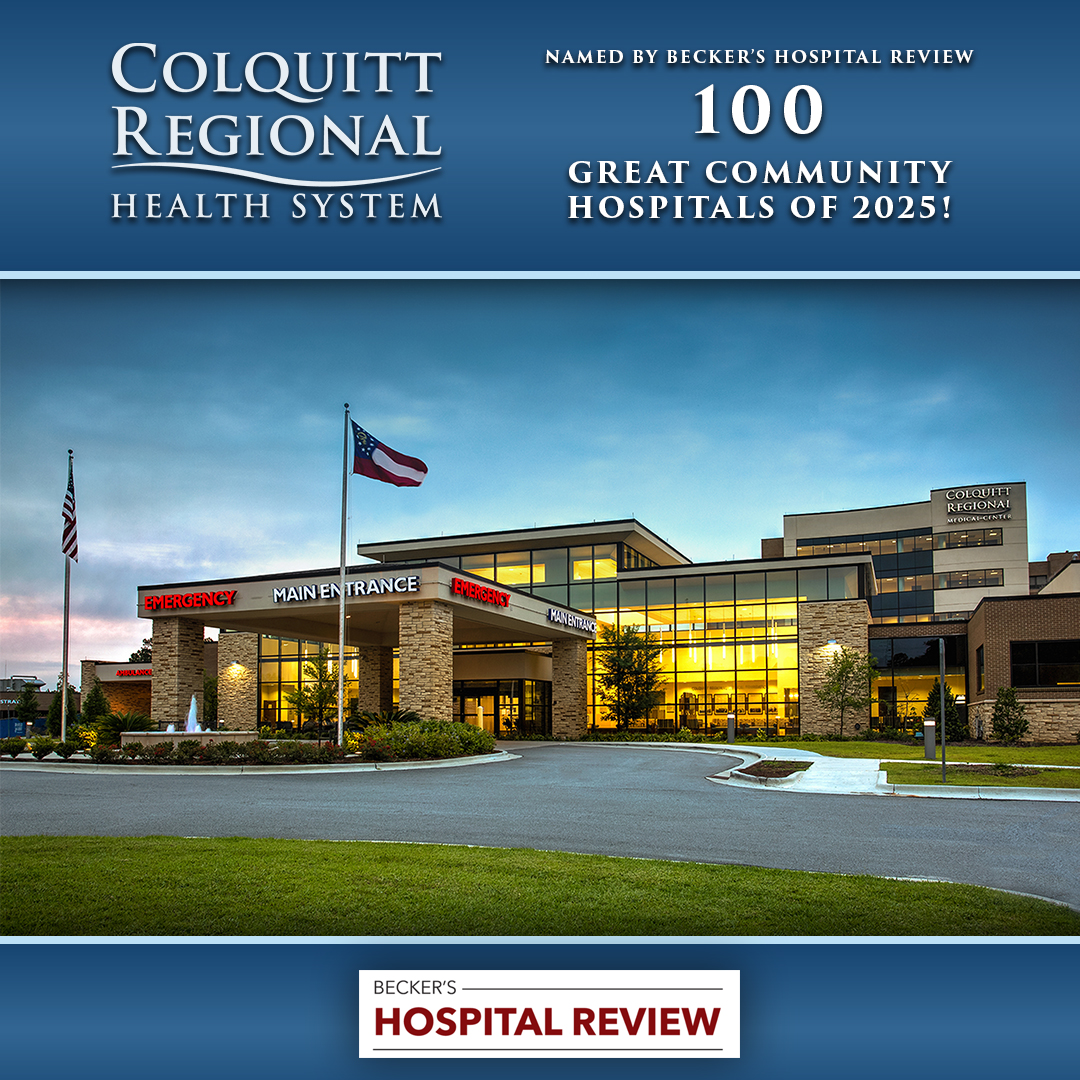 We’re honored to share that Colquitt Regional has been named one of Becker’s Hospital Review’s "100 Great Community Hospitals of 2025!"

Learn more about this achievement here: beckershospitalreview.com/rankings-and-r…
