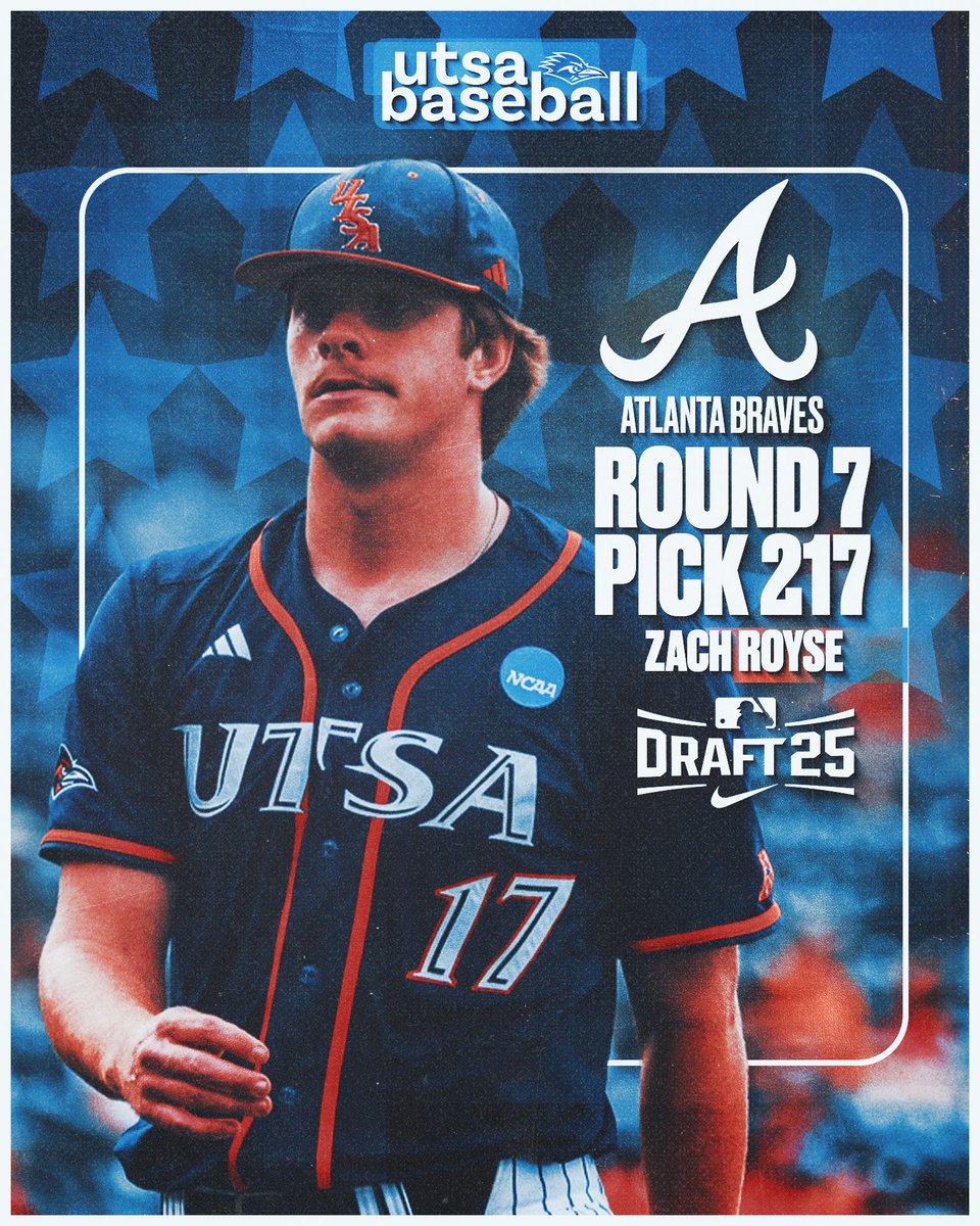 UTSABSB's tweet image. The @Braves select @RoyseZachary! 🤩
#BirdsUp🤙 | #LetsGo210