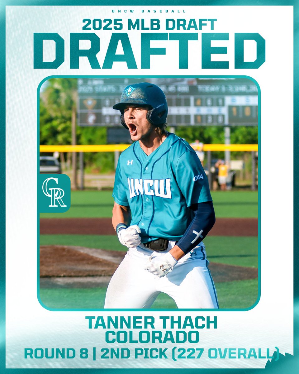 UNCWBaseball's tweet image. He had mile high power on the coast! @rockies take #UNCW's All-Time HR leader #mlb #mlbdraft25 @CAASports