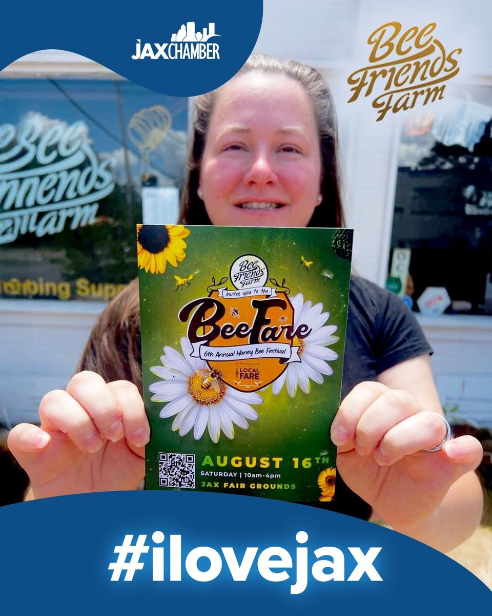 JAXChamber's tweet image. 🗓️ Mark your calendars! Our Chamber member Bee Friends Farm is hosting the 6th Annual Honey Bee Festival on August 16 at the Jacksonville Fairgrounds
Celebrate National Honey Bee Day with local vendors, honey tastings, kids activities, and more sweet fun! 🍯💛
Visit…