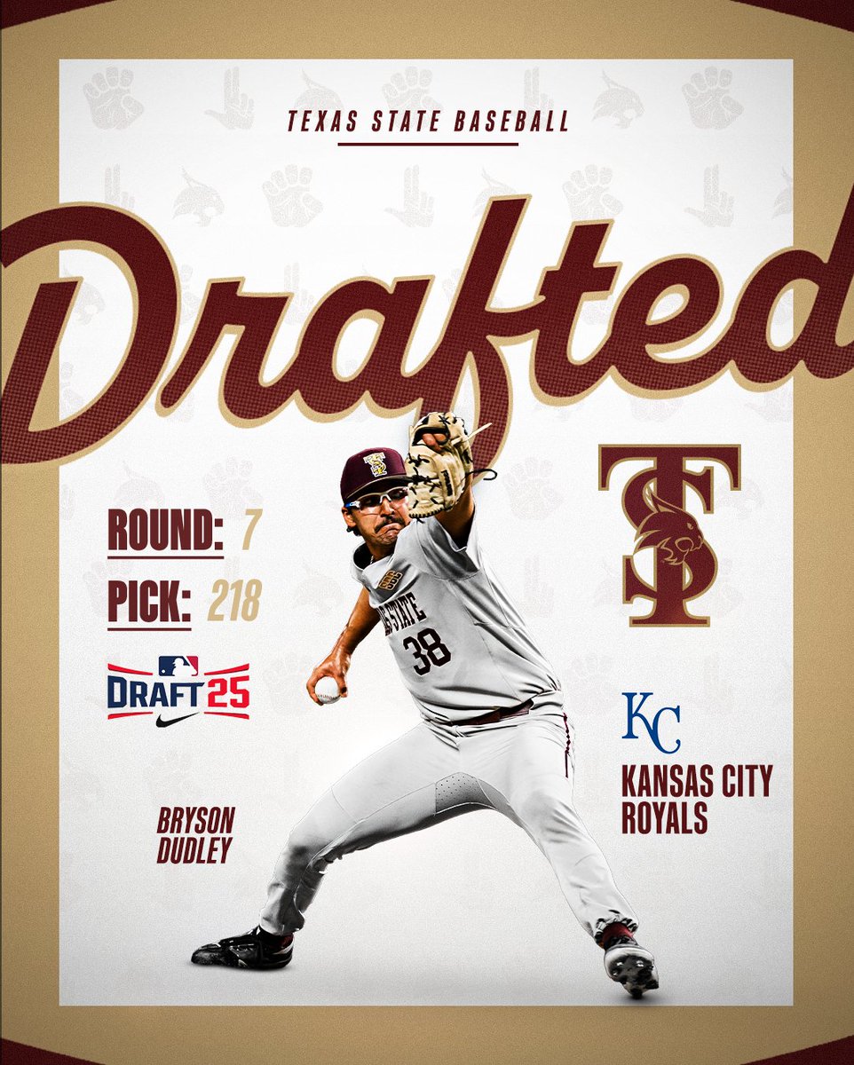 TxStateBaseball's tweet image. Dudley is KC bound!
#EatEmUp #SlamMarcos | @bryson_dudley38 | @Royals