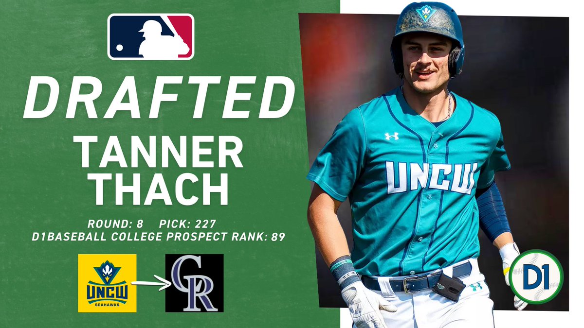2025 MLB DRAFT – Round 8⃣ | Pick 2⃣2⃣7⃣

Tanner Thach, <a href="/UNCWBaseball/">UNCW Baseball</a> ➡️ <a href="/Rockies/">Colorado Rockies</a> 

#MLBDraft x #D1Baseball