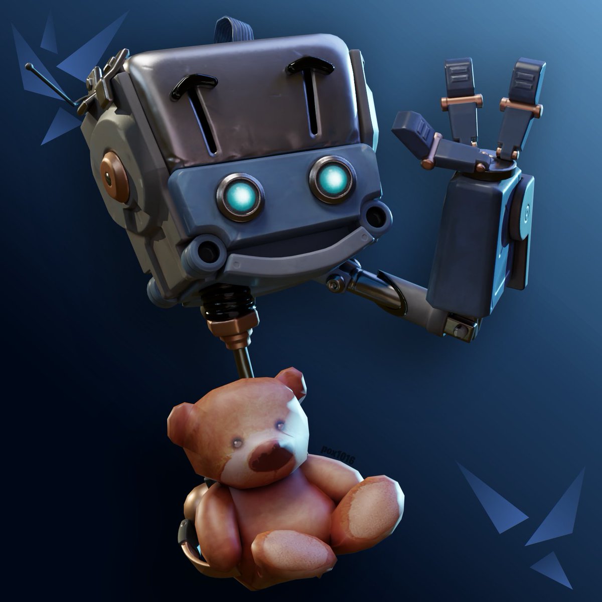 pox1016's tweet image. "Hello, it's me Lok! Ray gave me a teddy bear because I was panicking a lot since I had that encounter with that strange cube, he's very adorable like me, right? :D"