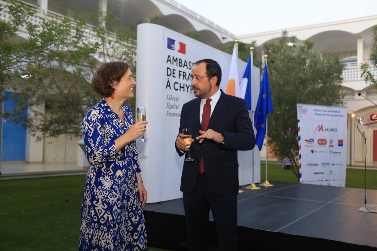 Christodulides's tweet image. This year’s celebration also coincides with a time of renewed momentum in our partnership, as we work for a new, exciting chapter. Our upcoming meeting with President Macron here in Cyprus will be to sign a renewed, upgraded strategic partnership 🇨🇾🇫🇷🇪🇺