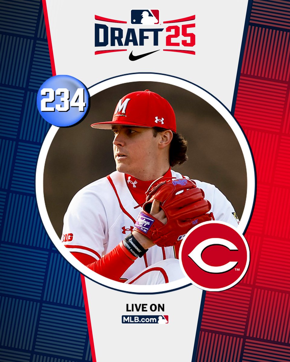 With their 8th‑round pick (No. 234 overall), the <a href="/Reds/">Cincinnati Reds</a> select <a href="/TerpsBaseball/">Maryland Baseball</a> left-handed pitcher Kyle McCoy, No. 197 on the Top 250 Draft Prospects list.

Watch LIVE: atmlb.com/4646N4t