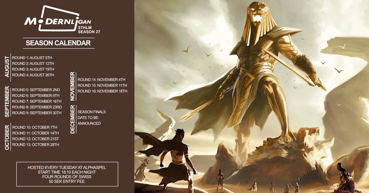 pettersten's tweet photo. If you live/visit Stockholm, are into @wizards_magic and the Modern format then look no further! We kickstart our 27th season of our local league on the 5th of August to crown the best player in the city! 

First round starts at 18:10 each Tuesday

#Magicthegathering #Modernmagic https://t.co/GOd2Xh8QEz