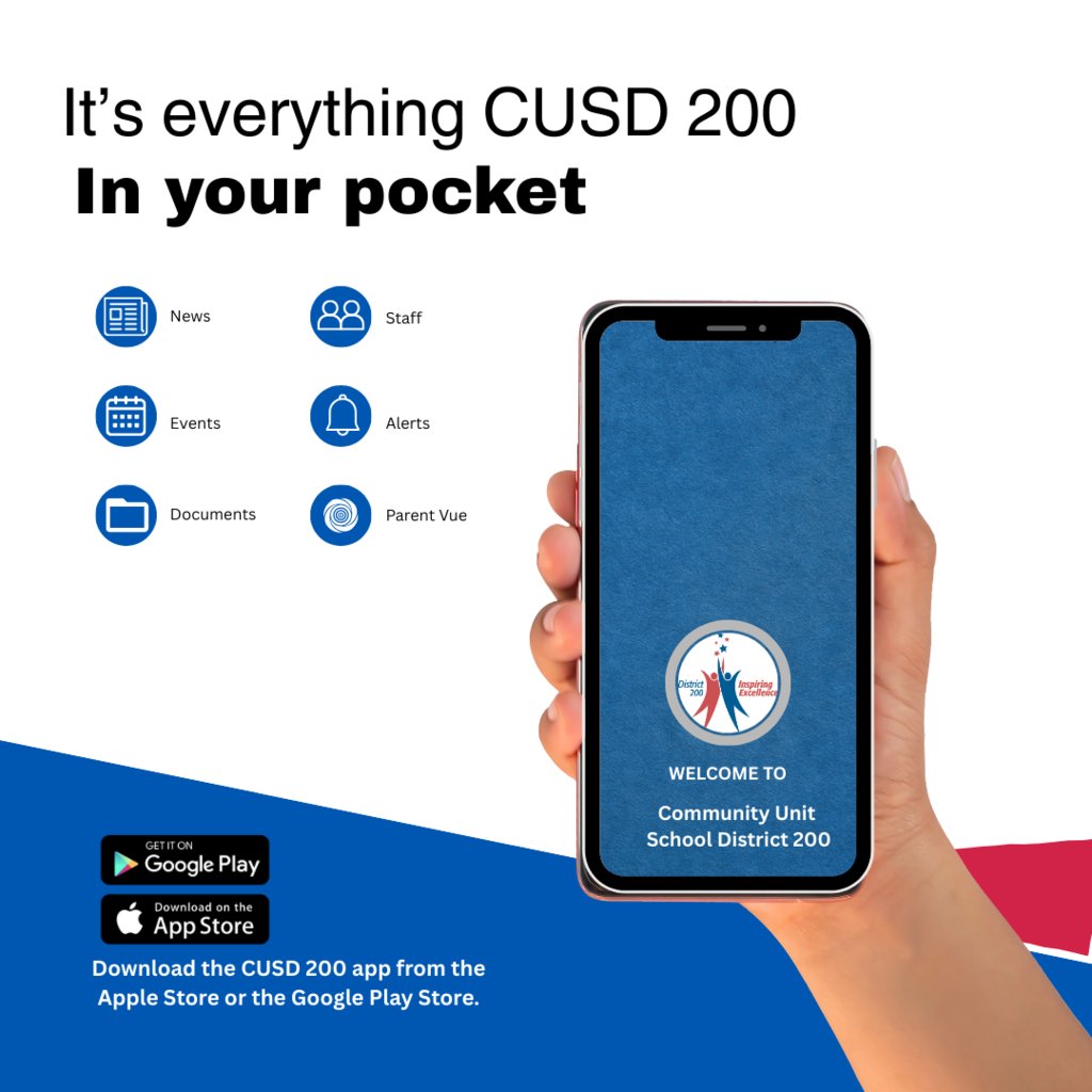 📱 Stay Connected On the Go! 🚸✨
Have you downloaded our CUSD 200 mobile app yet? Get important updates, school news, lunch menus, event calendars, and more — all in one place!