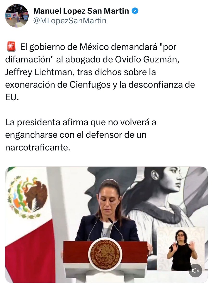 Anclaran's tweet image. Alguien avísele a la presidentA @Claudiashein que su jefe político AMLO ya amenazó con demandar a un abogado gringo por difamación y terminó reculando.
Hay que evitar que haga el ridículo y quedé 🤡
O será que solo buscar un distractor?
@JACrespo1 @Vivianolala @CarlaEUrenaA…