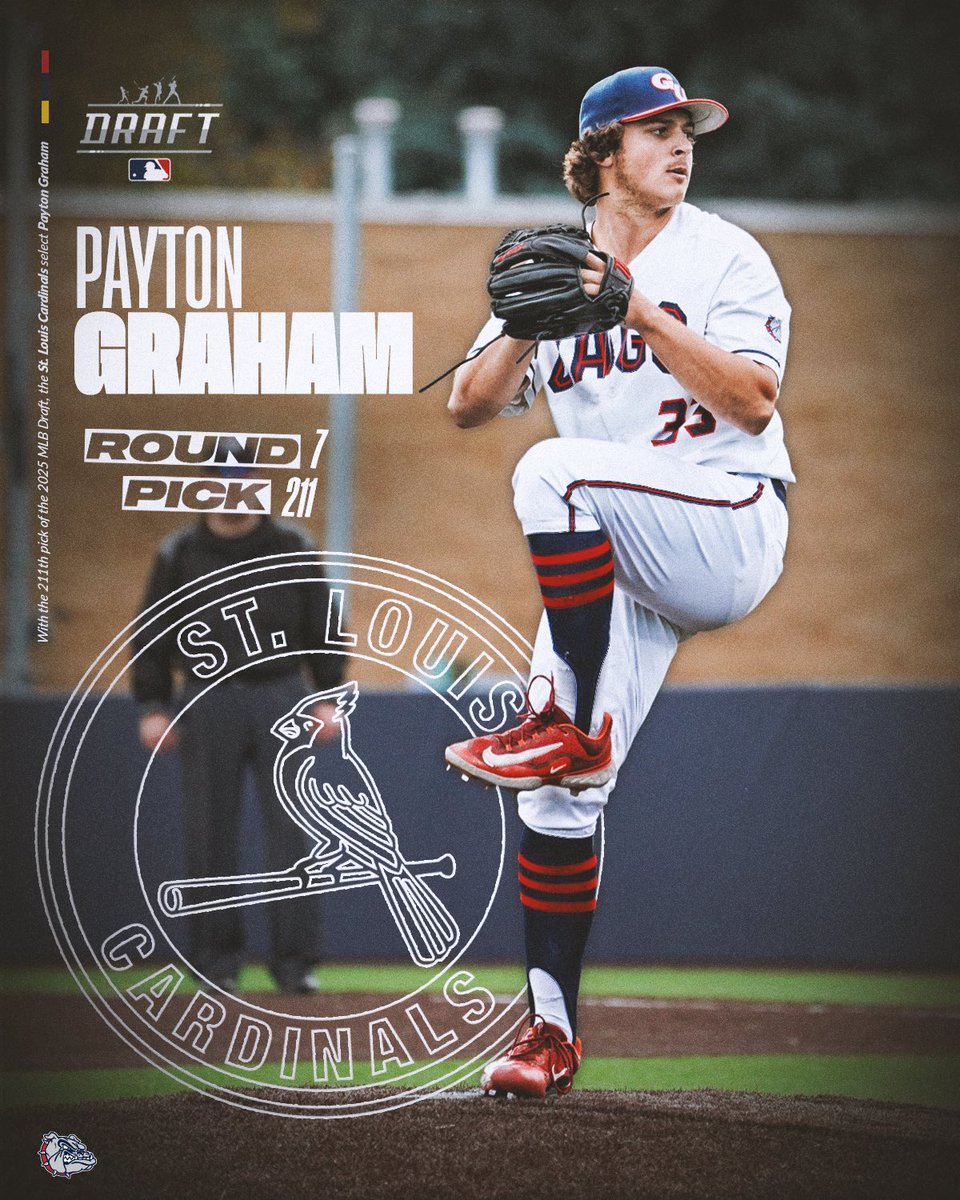 ZagBaseball's tweet image. Zags ➡️ Cards
Payton Graham has been selected by the St. Louis Cardinals in the 7th round of the MLB Draft!