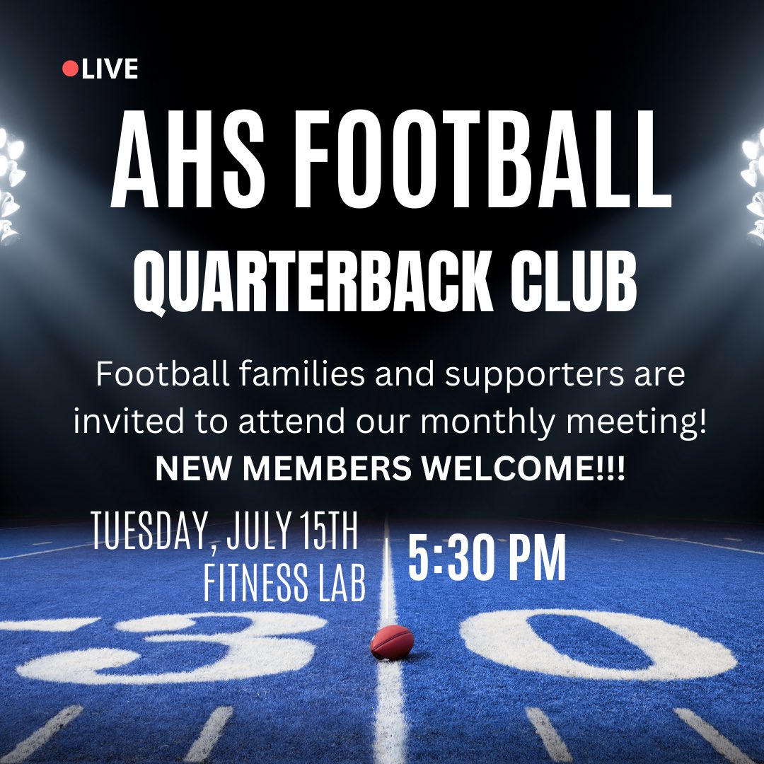 New members welcome! AHS Quarterback Club meeting Tuesday, July 15th! <a href="/AtwaterFalcons/">Atwater High School</a>