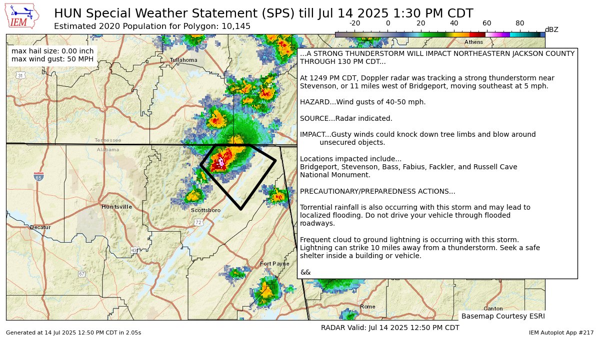 A STRONG THUNDERSTORM WILL IMPACT NORTHEASTERN JACKSON COUNTY THROUGH 130 PM CDT [wind: 50 MPH, hail: 0.00 IN] mesonet.agron.iastate.edu/p.php?pid=2025…