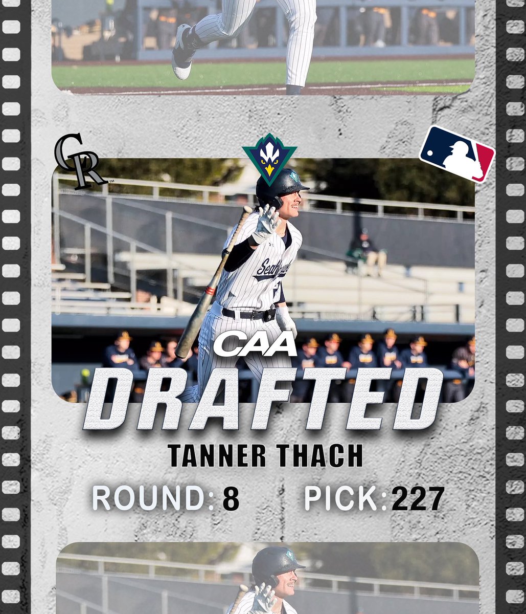 CAASports's tweet image. ⚾️ With the 227th pick in the @mlb Draft, the @Rockies’ select @uncwbaseball’s Tanner Thach!
#CAABaseball