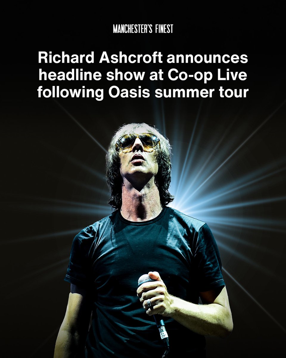 McrFinest's tweet image. RICHARD ASHCROFT ANNOUNCES HEADLINE MANCHESTER SHOW
Following his stint as the special guest on the Oasis Live '25 tour, Richard Ashcroft has announced his own Manchester show at the Co-op Live on 8 November 2025.
The former Verve frontman has been supporting Oasis on their…