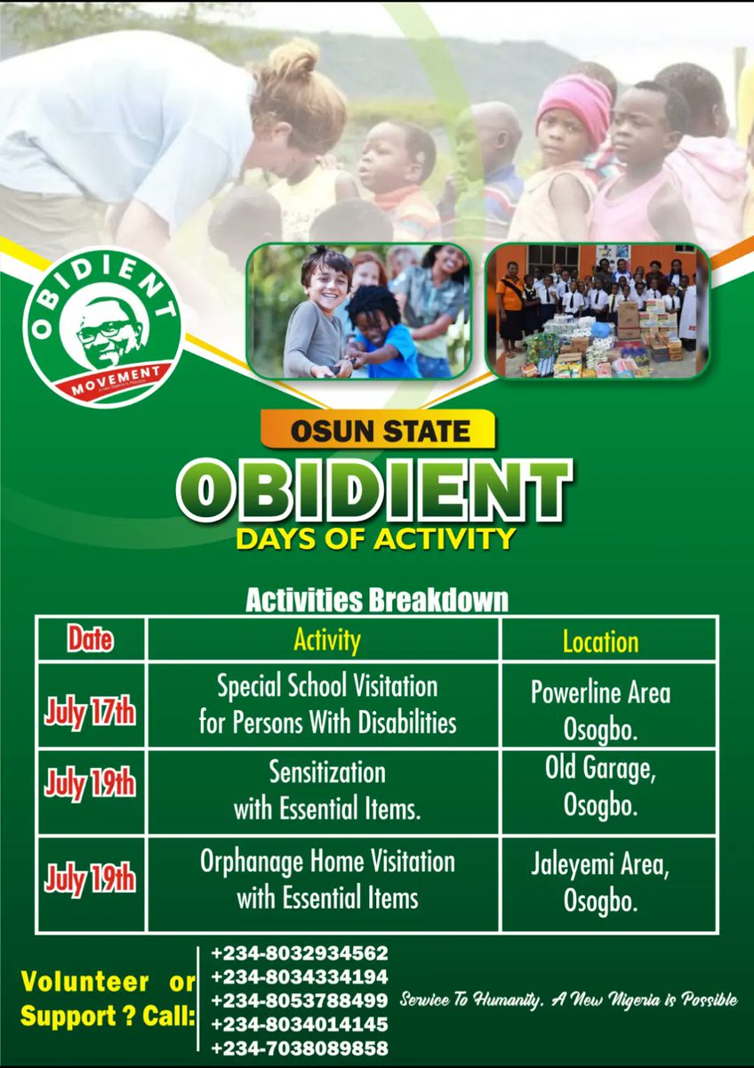 4 Days to <a href="/PeterObi/">Peter Obi</a> birthday celebration worldwide. Osun State is ready for the O B I D E N T  D A Y S  OF ACTIVITY ON JULY 19TH, 2025.