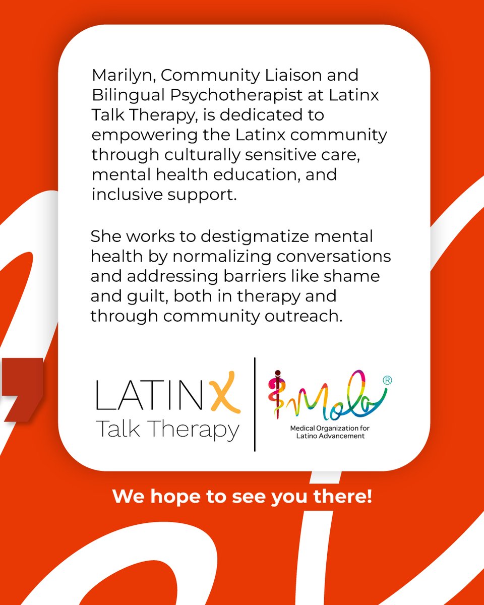 Join us for our next Academic Pathways!📚
Marilyn Rodriguez, LCSW, will lead “Healing While Helping: Mental Wellness for Latinx Health Providers.”✨

🧠Let’s talk mental health, empowerment, and breaking stigma in our communities. 🙌
👉bit.ly/4lmgyzN

#LatinxInMedicine
