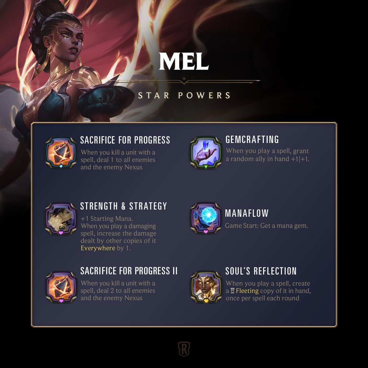 PlayRuneterra's tweet image. Perhaps it's time for the era of the Arcane. Mel joins Legends of Runeterra in Patch 6.7, Arcane Returns, live on July 16.