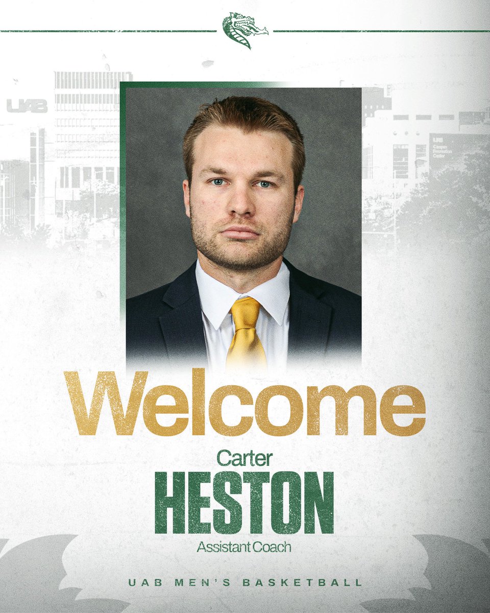 UAB_MBB's tweet image. Welcome to Birmingham 🐉
Carter Heston completes the 2025-26 coaching staff!
#WinAsOne | @Carter_Heston