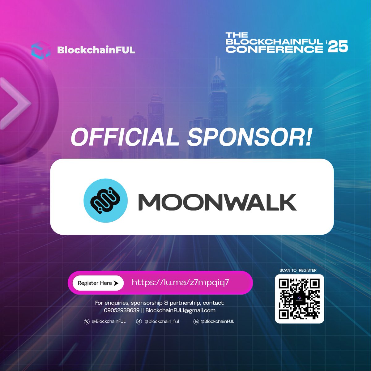 BlockchainFul's tweet image. We&apos;re also very excited to announce @moonwalkfitness as one of our official sponsors for BlockchainFUL Conference 2.0.🚀

See you at the Conference!🌐