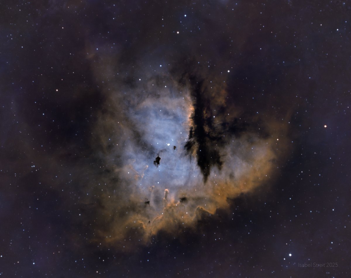 📡 First processed light from Aquila Observatory: NGC 281 - aka the Pacman Nebula. An H II region in Cassiopeia, ~9,200 ly distant, packed with Bok globules, OB stars &amp; maser-traced star formation.
Sh2-184 is chomping through the Perseus Arm. 🛰️👾