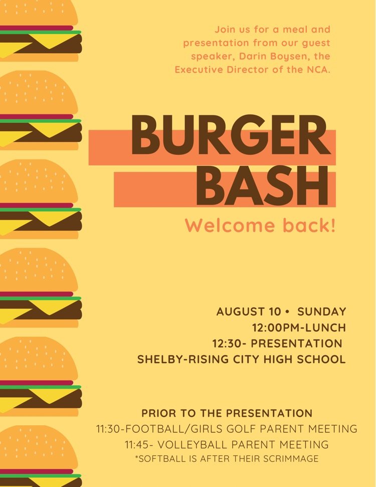 🚨The Back to School Burger Bash is for MS/HS parents and students, but can be open to anyone who is interested as well!!🚨