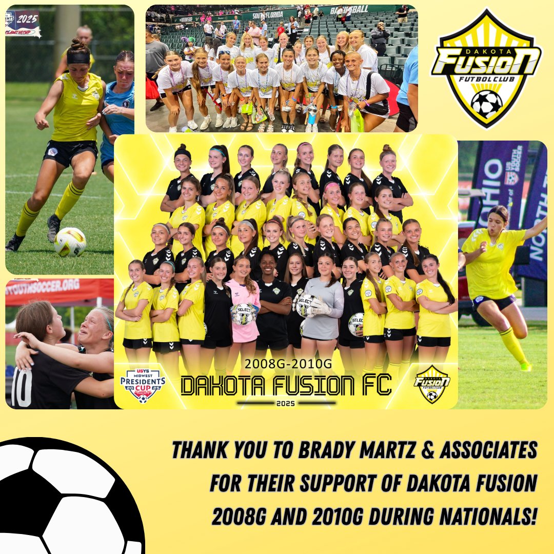 A big shout out to Brady Martz &amp; Associates for their support of Dakota Fusion 2008G and 2010G during Nationals!