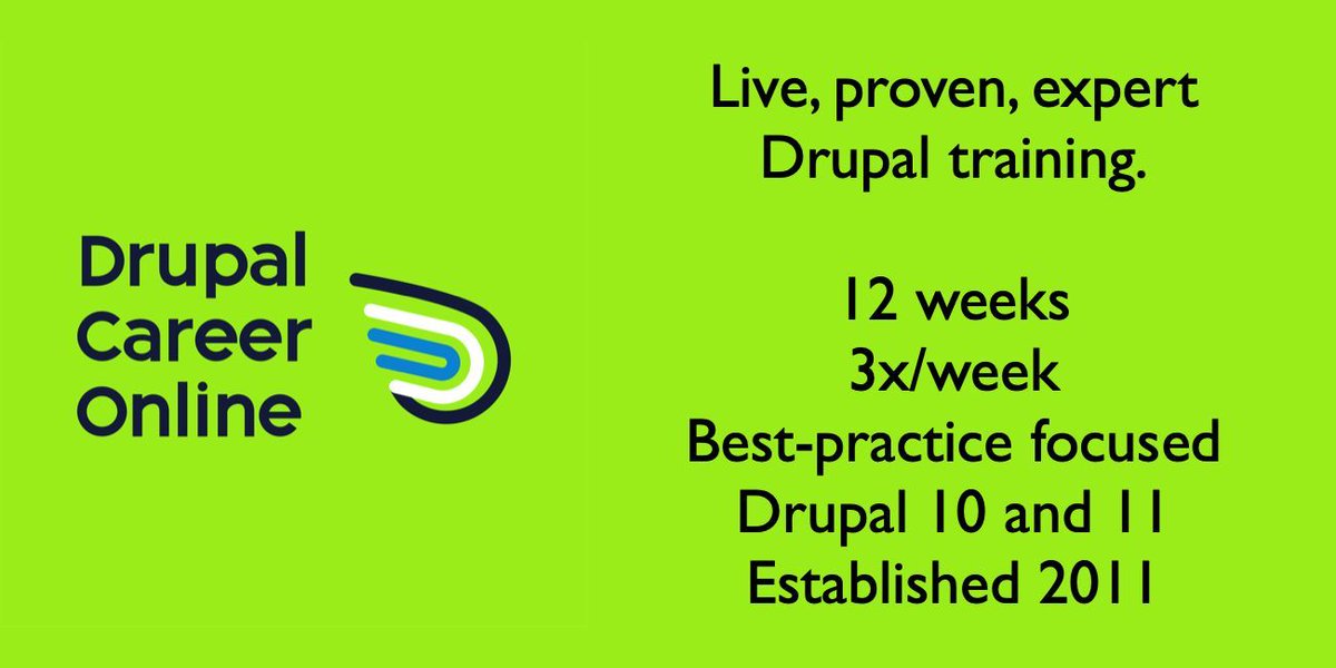 ultimike's tweet image. Thinking about leveling up your #Drupal skills? 🧠🚀 

Drupal Career Online from @DrupalEasy is just 2 half-days/week on Zoom 💻 — and every class is recorded! 

🎥 Learn at your pace, grow your skills, and connect with the community. 

Details: drupaleasy.com/dco