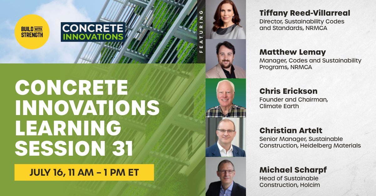 Join us for Concrete Innovations Learning Session 31! Explore LEED v5: the next evolution in green building standards. Secure your spot today: bit.ly/4eK0sgT