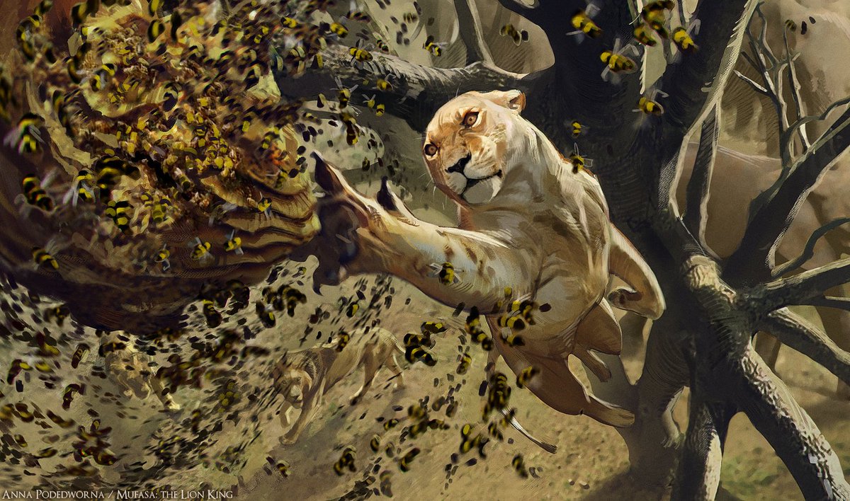 _akreon_'s tweet image. Sarabi knocking down a beehive.
Keyframe for Mufasa: The Lion King