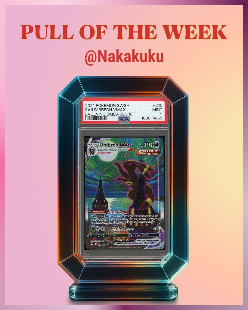 grailsgg's tweet image. 🚨 Major pull alert 🚨

The pull of the week was from the Free Daily Pack 🤯

An Umbreon VMAX - 215/203 - PSA 9 by Nakakuku 🤯🤯🤯

Pull it here ➡️ grails.gg/boxes/daily_fr…