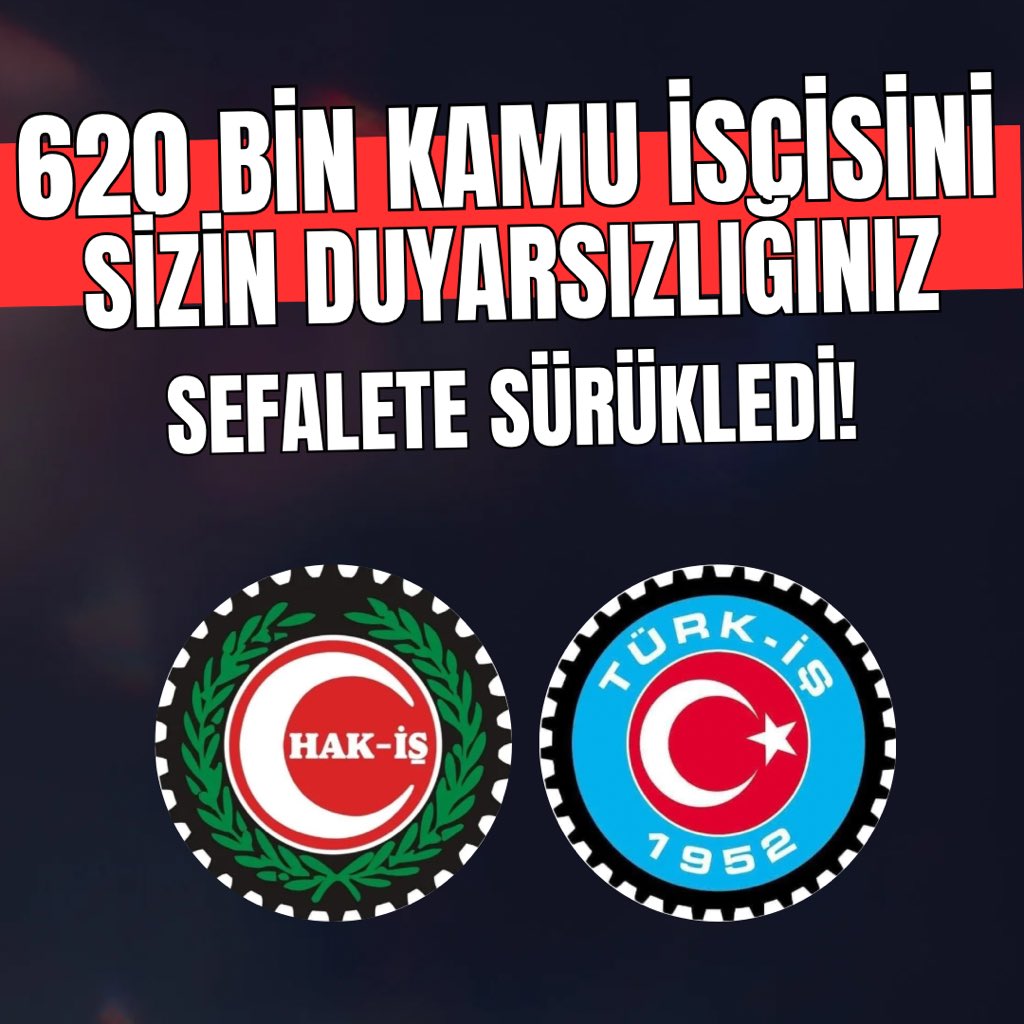 📢 620 BİN KAMU İŞÇİSİ SÖZLEŞME BEKLİYOR!

🔴 HAK-İŞ ve TÜRK-İŞ’in Aylar Sonra gelen sözde eylemselliği,
🔴 Hükümetin duyarsızlığı,
🔴 TÜHİS’in sefalet dayatması…

Bu sessizlik ortak bir karardır!

7 aydır sözleşme bekleyen kamu işçileri artık geçinemiyor, yaşam mücadelesi