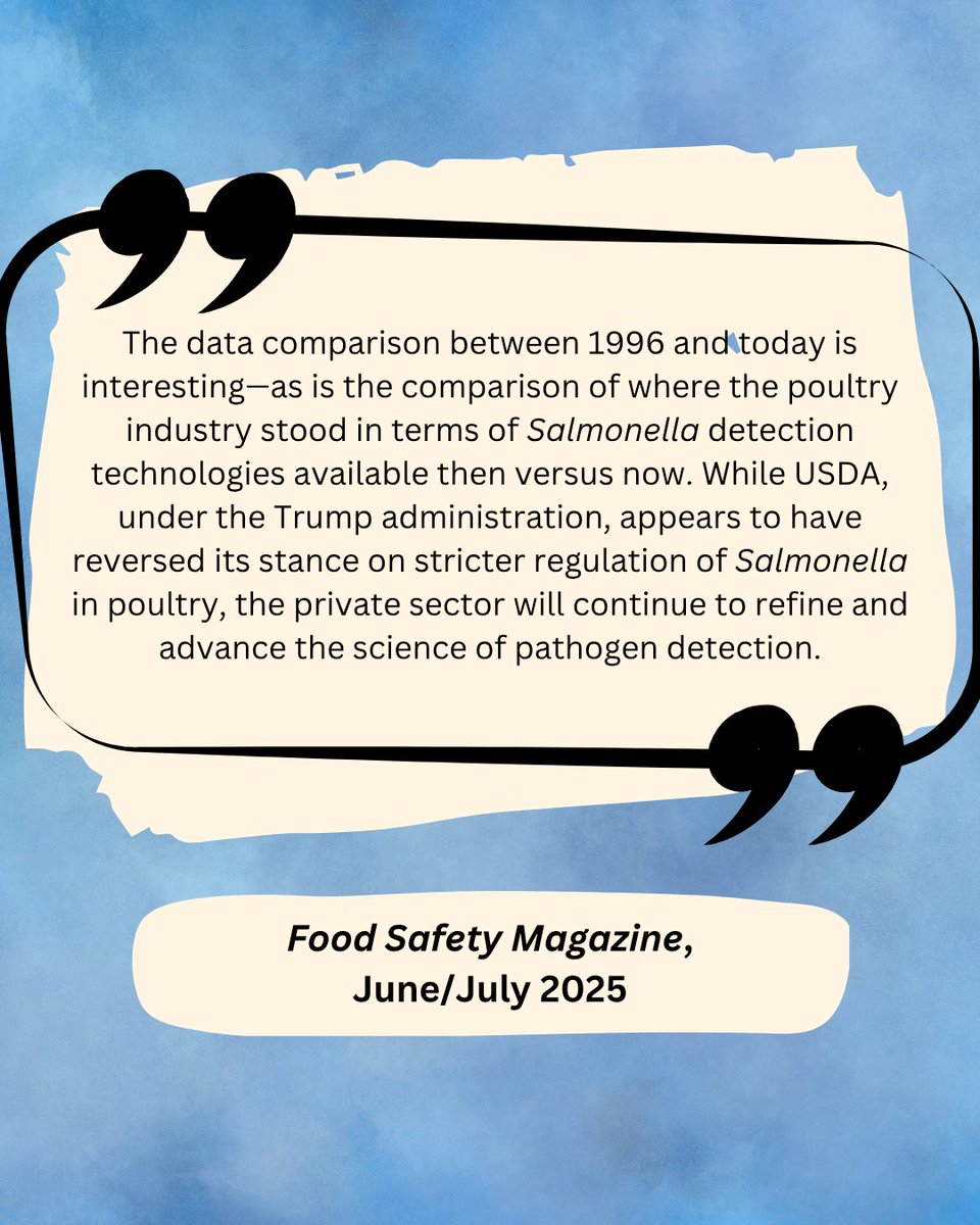 FoodSafetyMag's tweet image. The 30th Anniversary "Then vs. Now" Retrospective in the June/July 2025 issue of #FoodSafetyMagazine examines the evolution of detection technology for Salmonella in poultry meat, as well as the changing regulatory landscape. 💡👉 brnw.ch/21wU8AV

#foodsafety