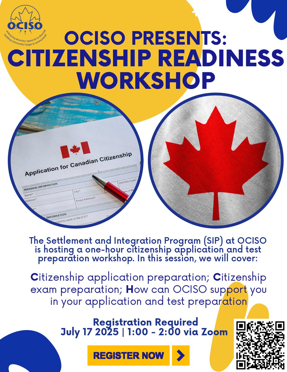 🗓️ Join us for OCISO’s Citizenship Application &amp; Test Prep Workshop on July 17, 1–2 PM (Zoom)!
✅ Tips on applying &amp; test prep
✅ Learn how SIP can help
🎯 Register now: us06web.zoom.us/meeting/regist…