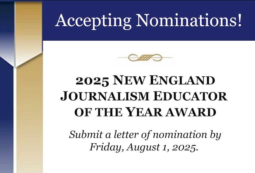 NENPA's tweet image. Nominations are now being accepted for the New England Journalism Educator of the Year Award, recognizing a professor who is doing outstanding work preparing journalists to lead our newspapers into the future. One entry per college, submit by August 1. nenpa.com/2025-journalis….