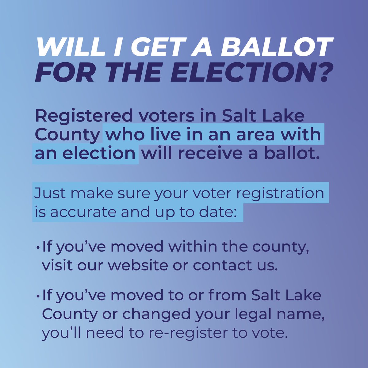 VoteSLCo's tweet image. Here are some answers to frequently asked questions!
Have more questions? Feel free to reach out or visit slco.vote for more info!
