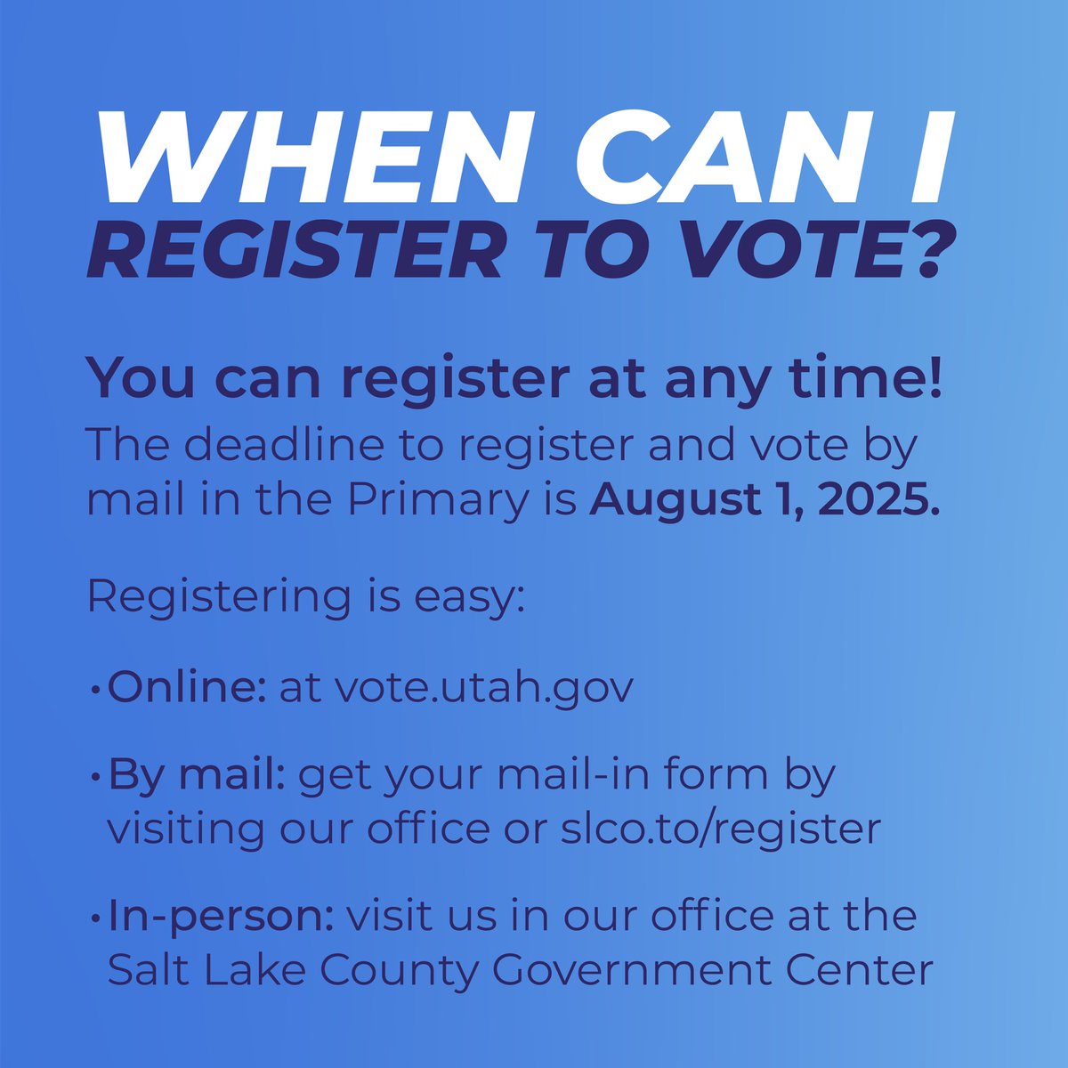 VoteSLCo's tweet image. Here are some answers to frequently asked questions!
Have more questions? Feel free to reach out or visit slco.vote for more info!