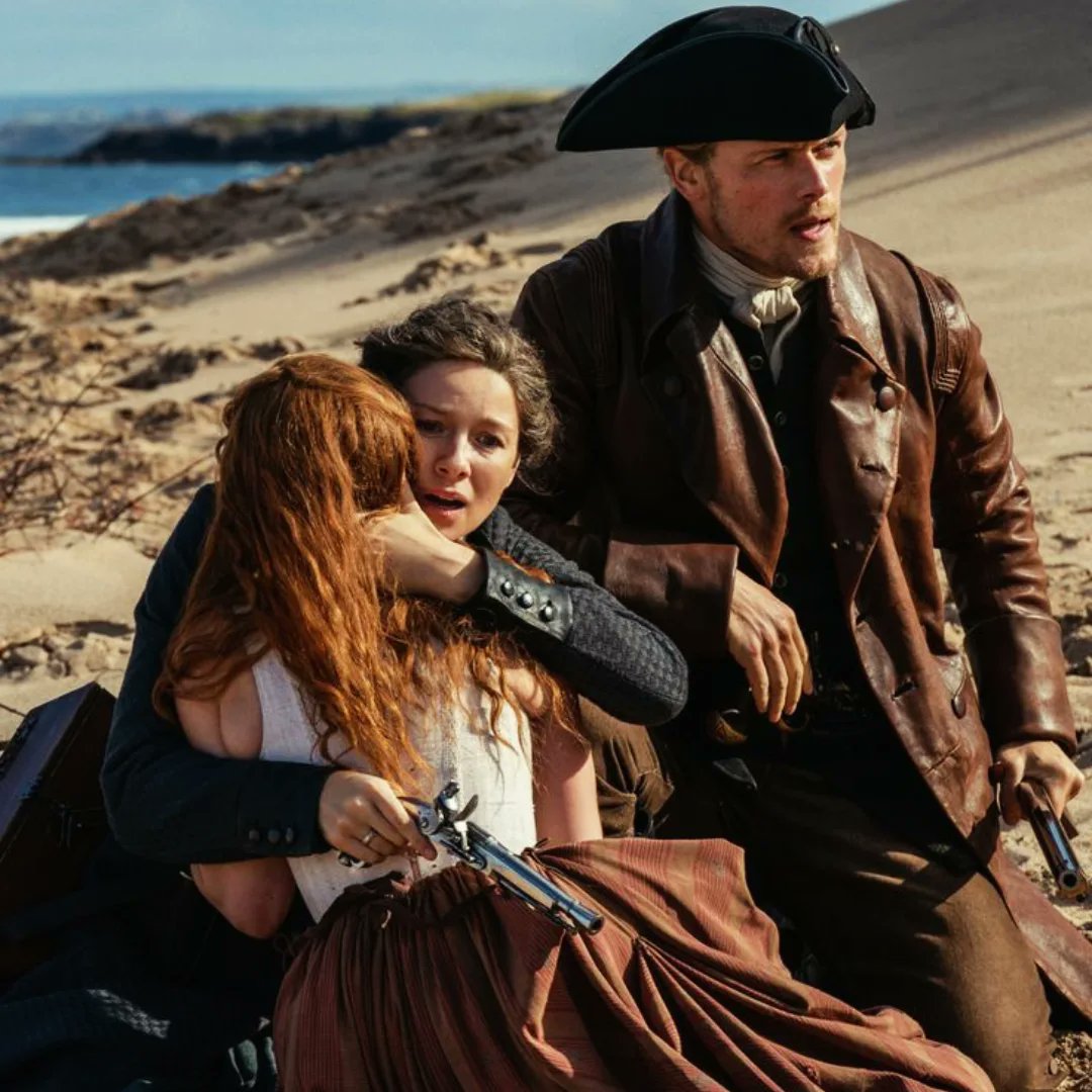 Brianna at Okracoke/Wilie's Landing kidnapped by Stephen Bonnet, luckily saved by Roger and her parents. What the series missed at this point were the standing stones they discovered here- plus the horses, as a picturesque detail.