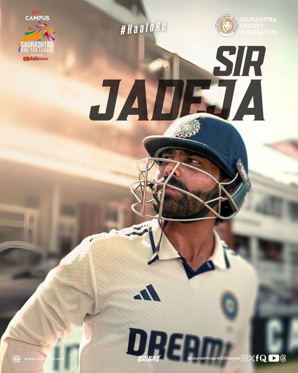 4th consecutive fifty. Lone warrior. Still standing. Still smashing.
That’s Ravindra Jadeja. Take a bow! 🙌

<a href="/imjadeja/">Ravindrasinh jadeja</a> <a href="/BCCI/">BCCI</a> 

#SaurashtraProT20League #RavindraJadeja #LordsTest #ENGvsIND #HaaloRe