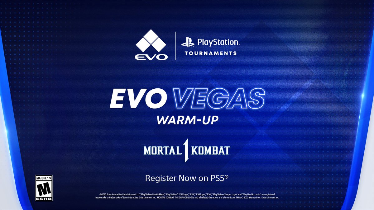 MortalKombat's tweet image. Konquer rivals to klaim exclusive Evo-Vegas-themed avatars with Mortal Kombat 1 tournaments.
Evo Vegas Warm-Ups return July 14 - August 3: playst.cc/evo-vegas-warm…