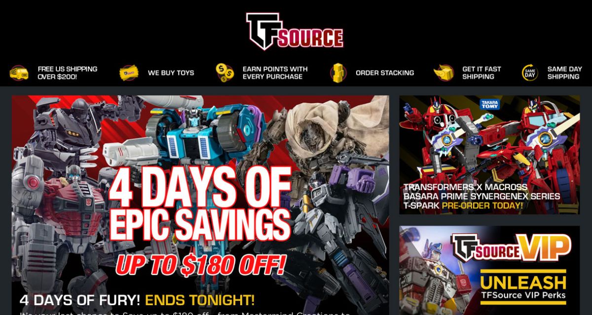 TFormers's tweet image. TFSource News - Final Day for Epic Savings! Save up to $180 Off!: TFSource News - Final Day for Epic Savings! Save up to $180 Off! New Preorders!- DNA Design DK-68 Jetstrike Iron… tformers.com/55361 - Read More #Transformers #TFSource #ToySale #EpicSavings #Preorders