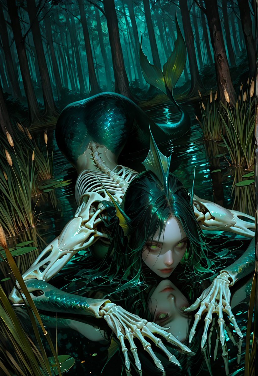 Skeleton Mermaid in the Swamp
by Lisiantes

#AIイラスト︎ #Aiart️ #TensorArt