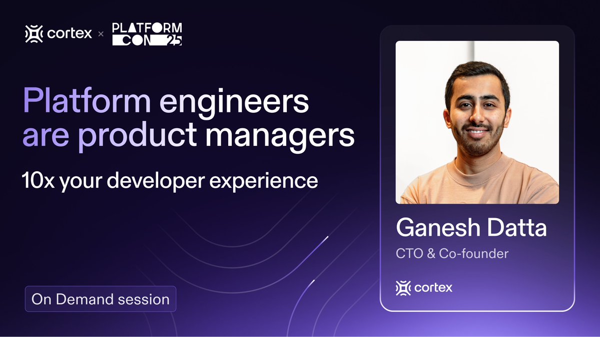 GetCortexApp's tweet image. 🧢 Platform engineers aren’t just building tools. They’re building products.

At #PlatformCon2025, Cortex CTO Ganesh Datta shared how to think like a PM, drive adoption, and measure real impact.

🎥 Watch the full session: youtube.com/watch?v=l7ld_B…

#PlatformEngineering #DevEx
