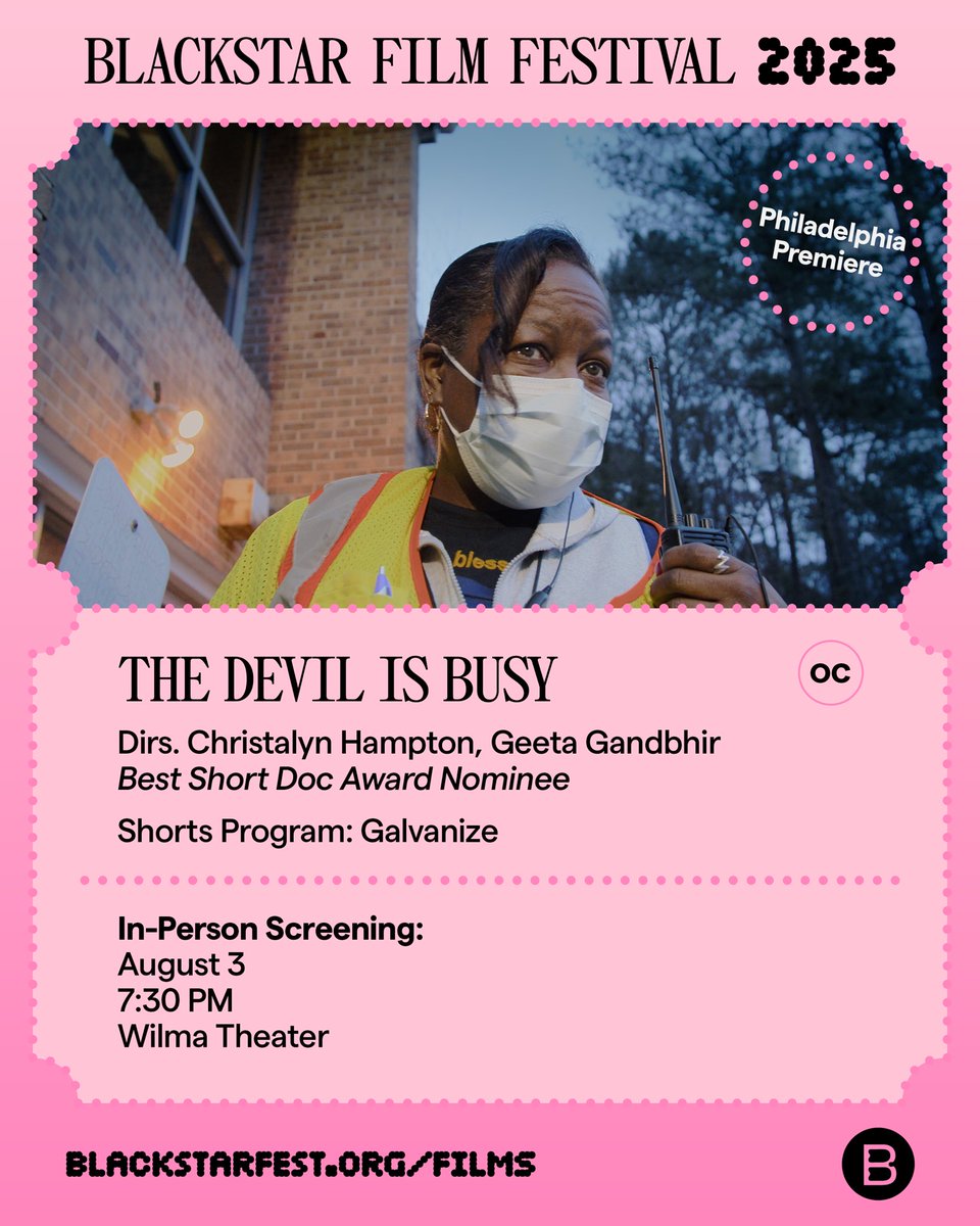 soledadobrien's tweet image. Come with me to see "The Devil Is Busy at the 2025 BlackStar Film Festival August 3rd at 7:30PM at the Wilma Theater in Philadelphia, PA a jury nominee in the "Galvanize" Shorts Program."
Tickets here: blackstarfest.org/festival/films…