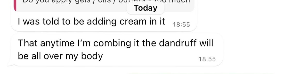Hair stylists too do 🌚
If you struggle with dandruffs/ itchy scalp. ‼️Avoid applying oils/gels/ butters- they clog your scalp and worsens it.
Use clarifying and anti dandruff products that contain ingredients such salicylic acid ,niacinamide,aloevera 
Try this&amp;thank me later