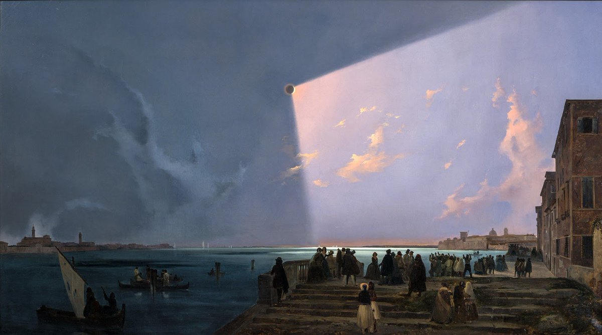 _ArtMuseum's tweet image. The Eclipse of the Sun in Venice, July 6, 1842, by Ippolito Caffi (1842)