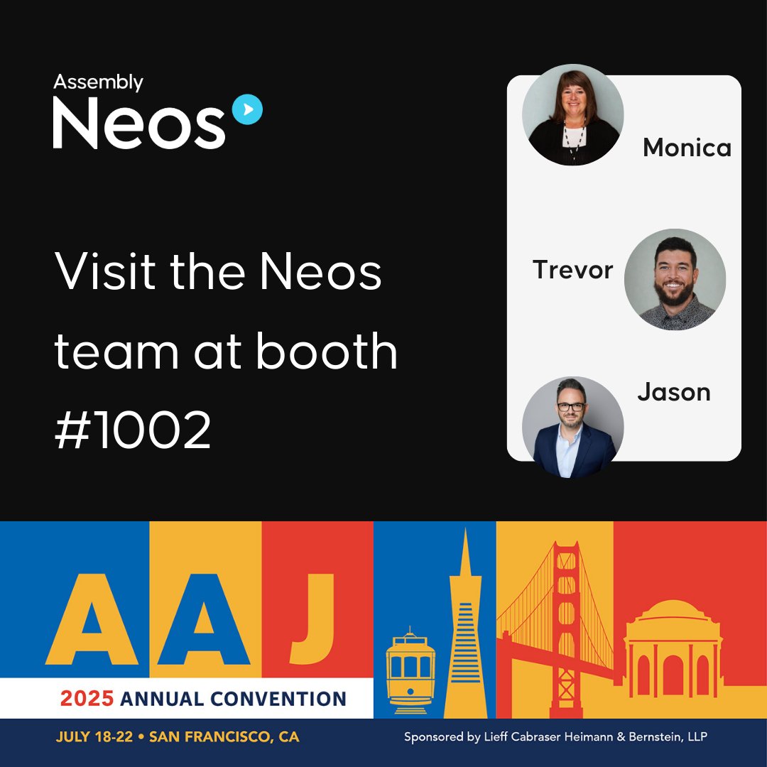Assembly Software (@assemblycms) on Twitter photo ⏰ Counting down the days to <a href="/JusticeDotOrg/">American Assoc. for Justice</a> #AAJAnnual25 July 18-22📍San Francisco, CA | Moscone Convention Center Stop by booth #1002 to talk case management - we can't wait to see you there! #AAJAnnual25 #AssemblyNeos #AwardWinning #CaseManagement ⏰ Counting down the days to <a href="/JusticeDotOrg/">American Assoc. for Justice</a> #AAJAnnual25 July 18-22📍San Francisco, CA | Moscone Convention Center Stop by booth #1002 to talk case management - we can't wait to see you there! #AAJAnnual25 #AssemblyNeos #AwardWinning #CaseManagement