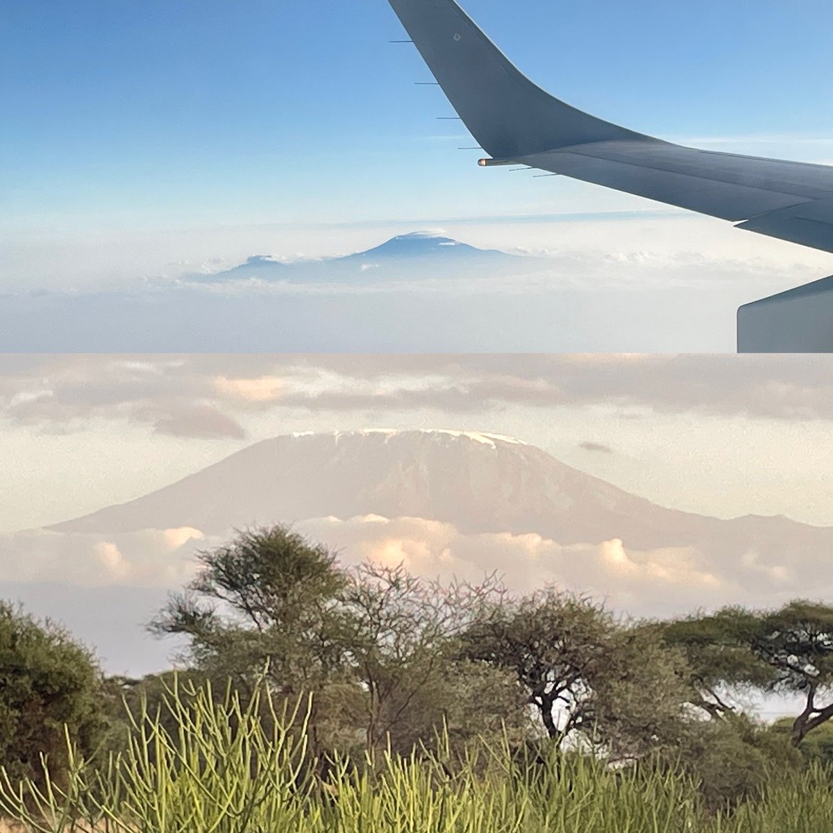 Kilimanjaro from the ground and 35,000 ft is just spectacular