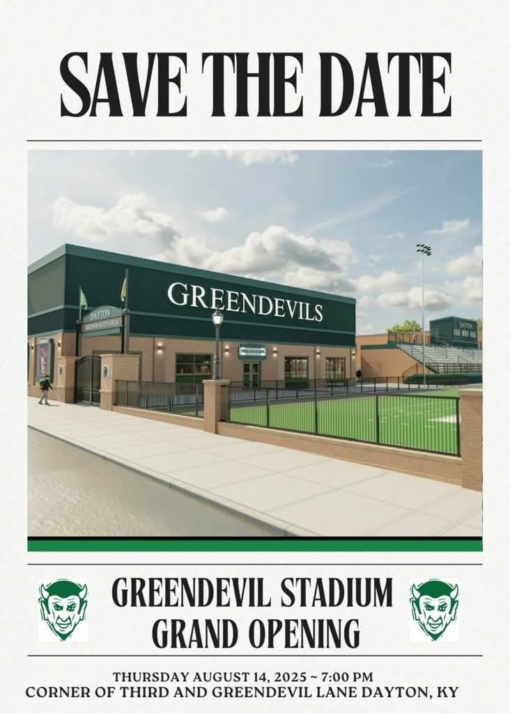 Please save the date for the Grand Opening of Greendevil Field!

All are welcome to join us on August 14th at 7:00 PM.